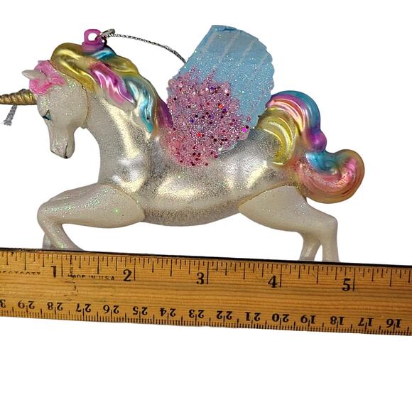 2017 Glass Unicorn Ornament Multicolor Wings Christmas Decoration - Picture 10 of 14